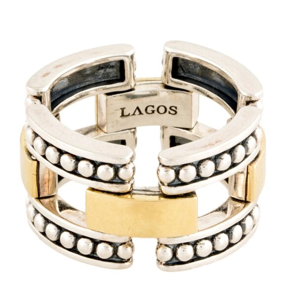 LAGOS Jewelry - LAGOS Two-Tone Silver and Gold Beaded Ring